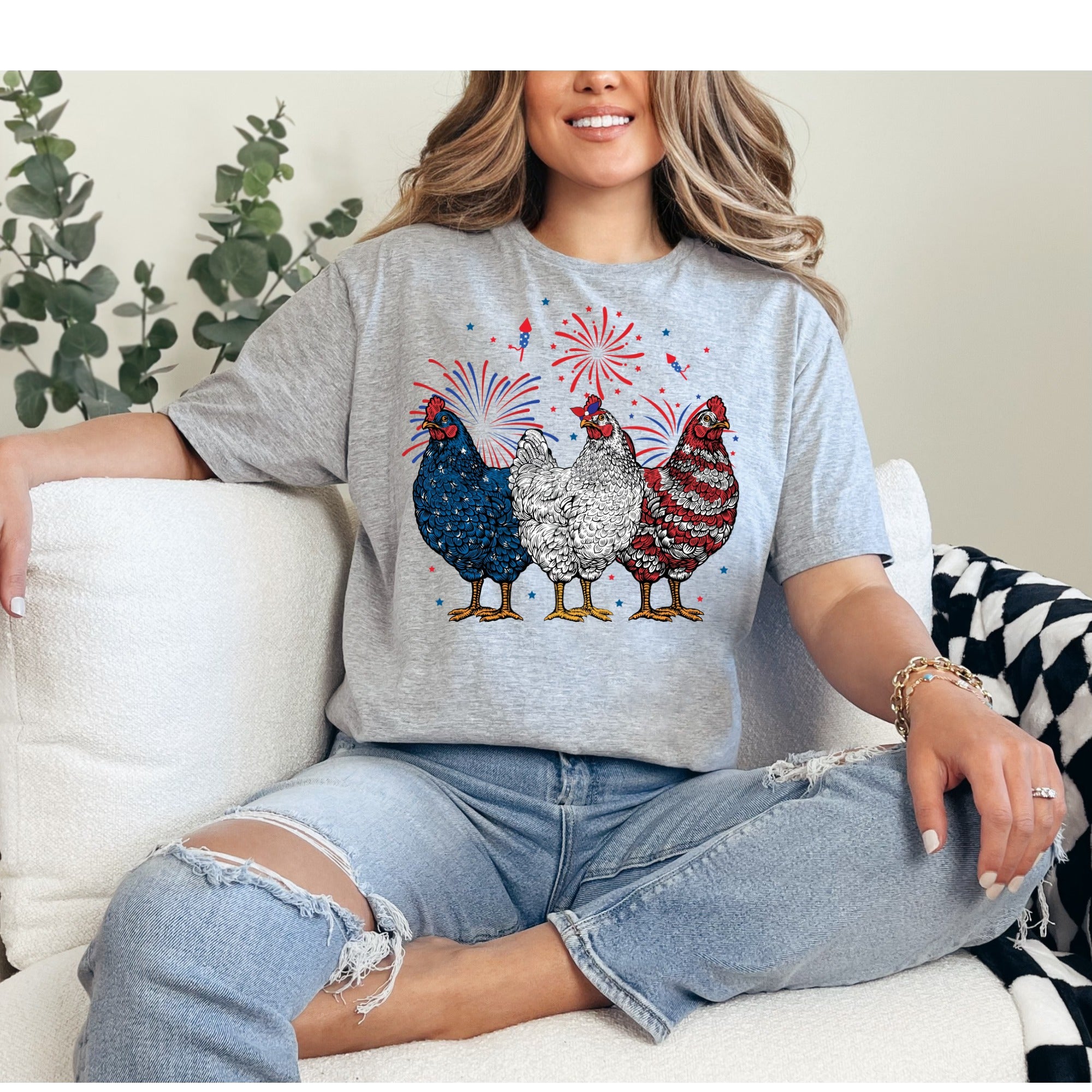 Patriotic Red, White, and Blue Chicken Tee!