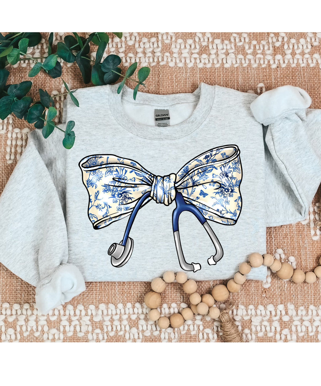 Floral Blue Sethoscope Bow Design!