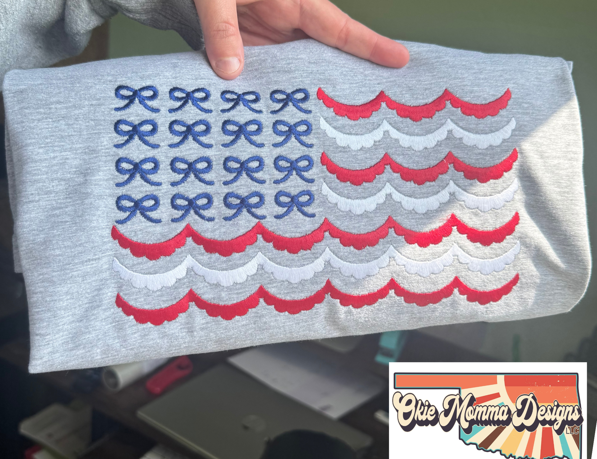 Patriotic American Flag Embroidered Design!