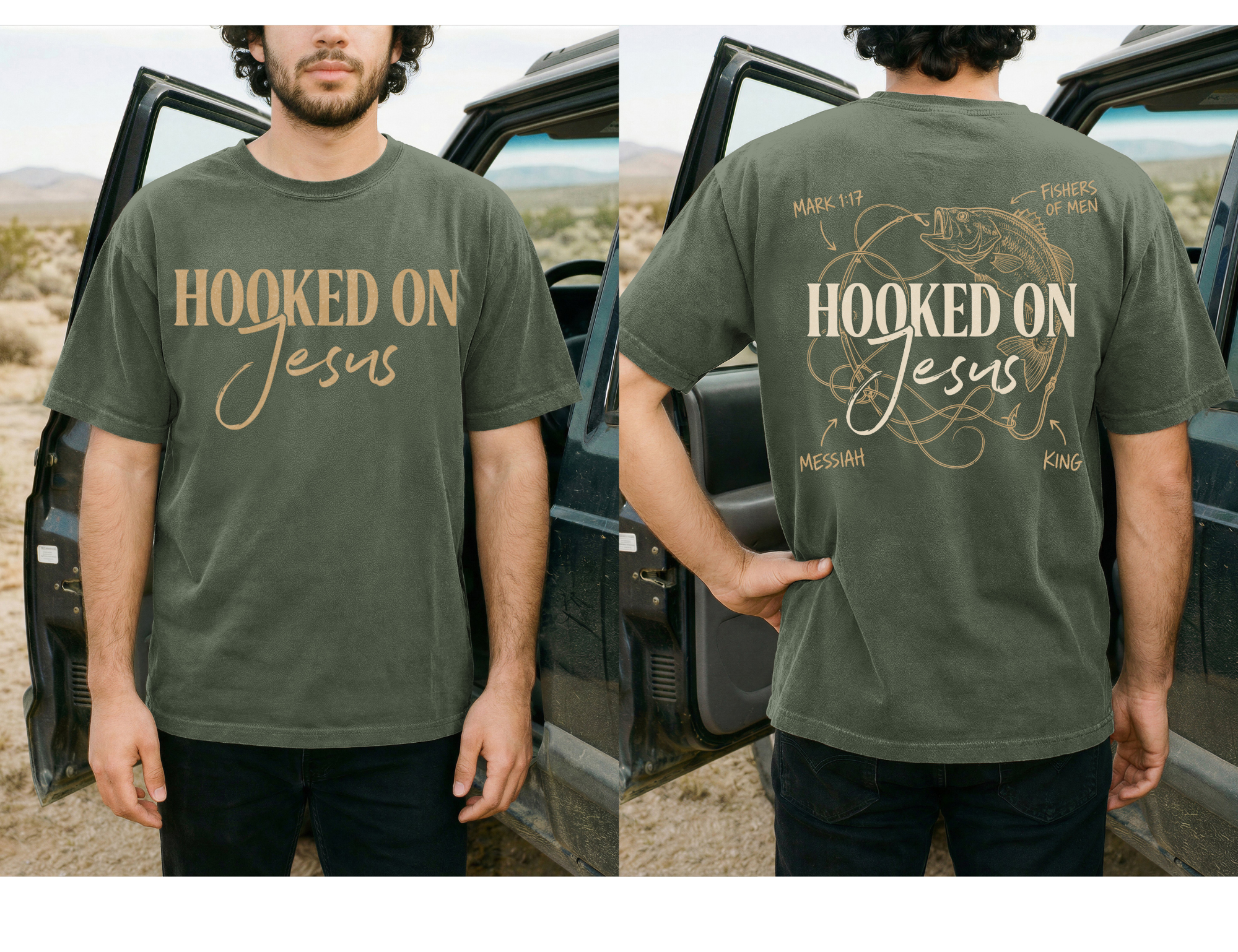 Hooked on Jesus Front and Back Design!