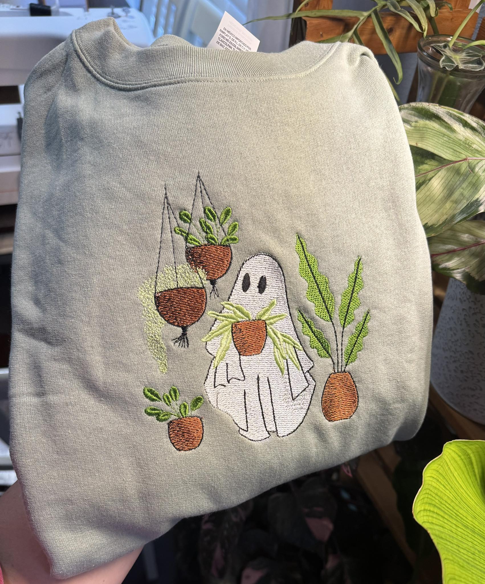 Ghost Plant Lover Embroidered Sweatshirt
