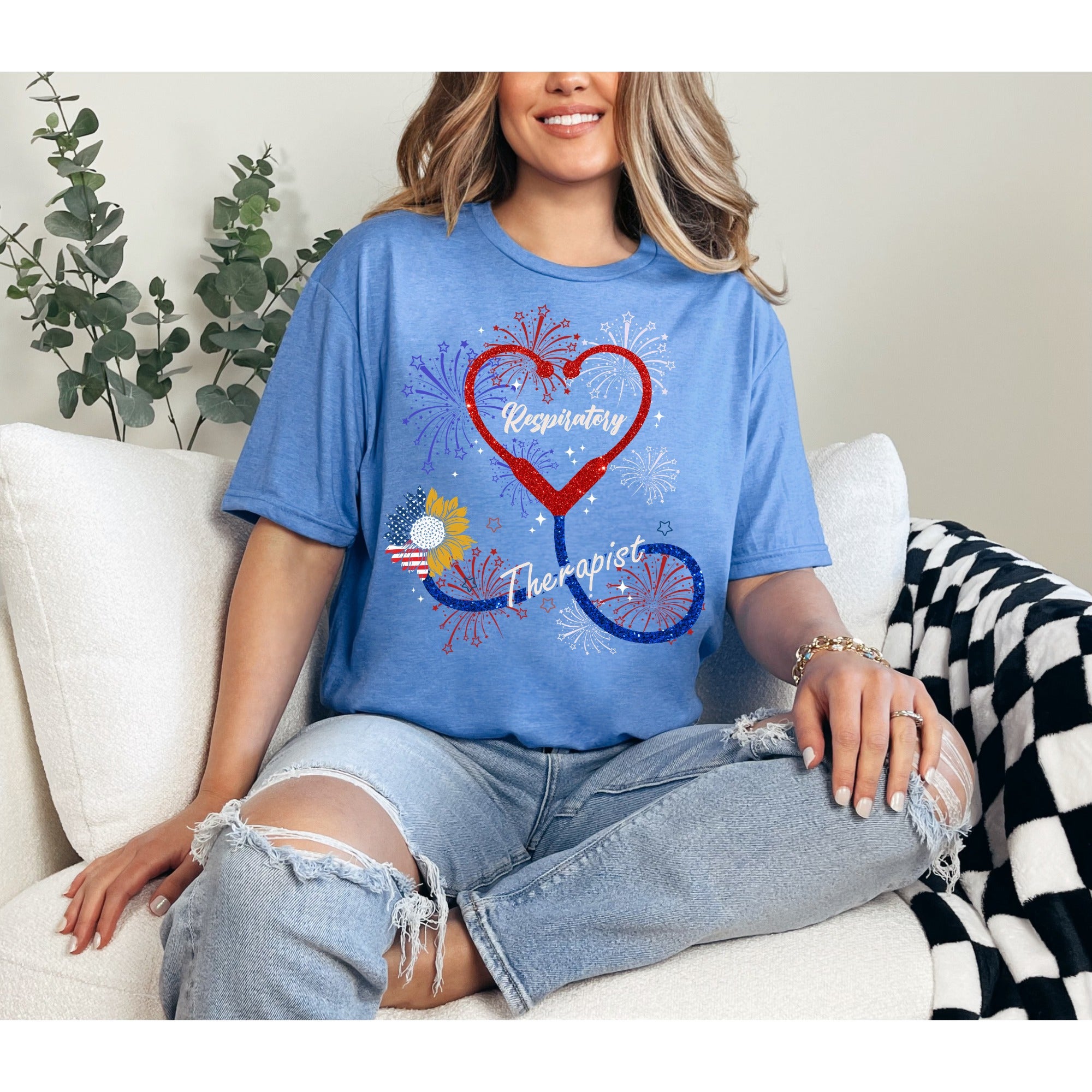 Respiratory Therapist Patriotic Stethoscope Tee!