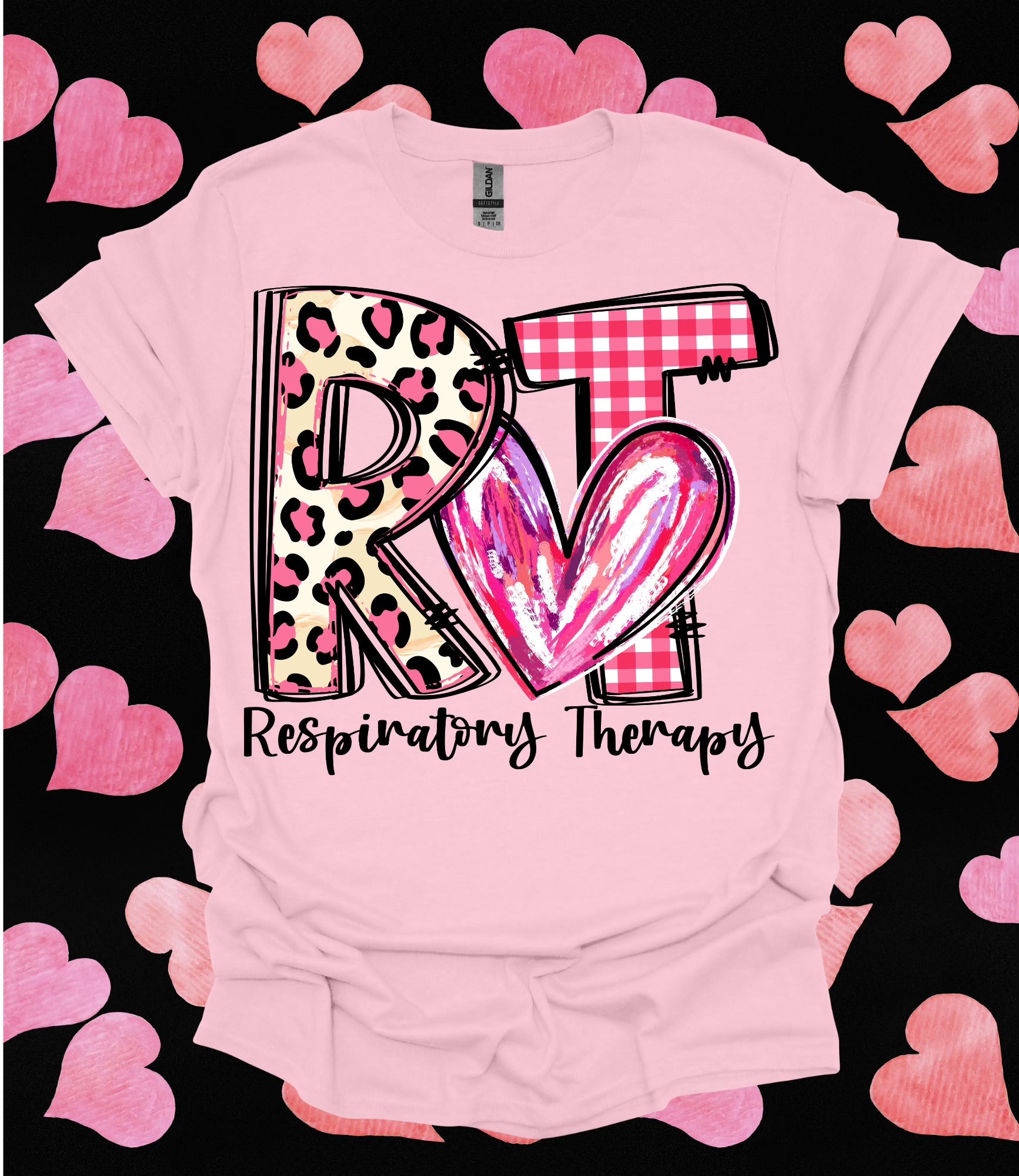 Pink Cheetah Print RT Letters Valentines Day Tee