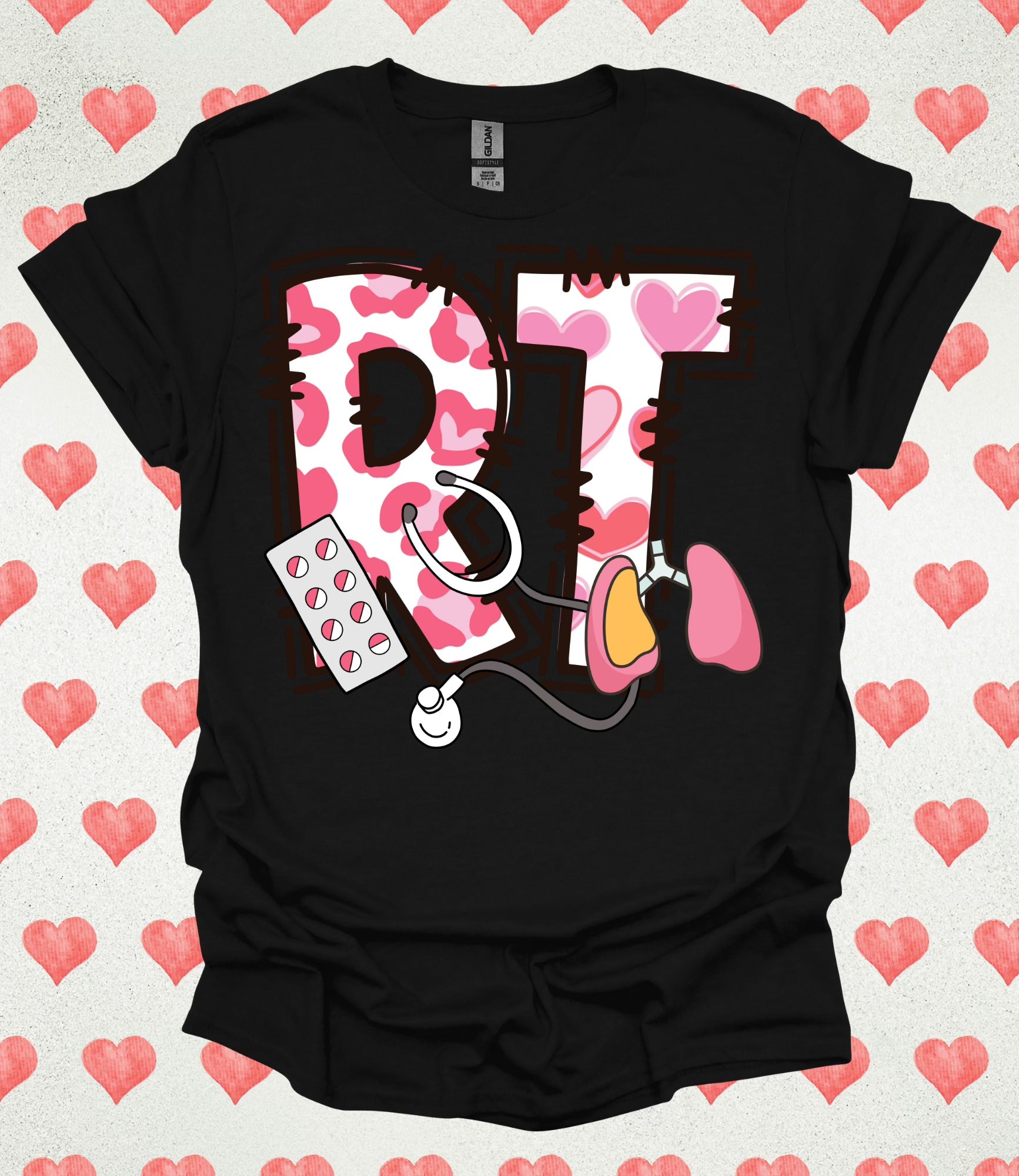 Respiratory Therapist RT Leopard Valentines Day Letters Tee!