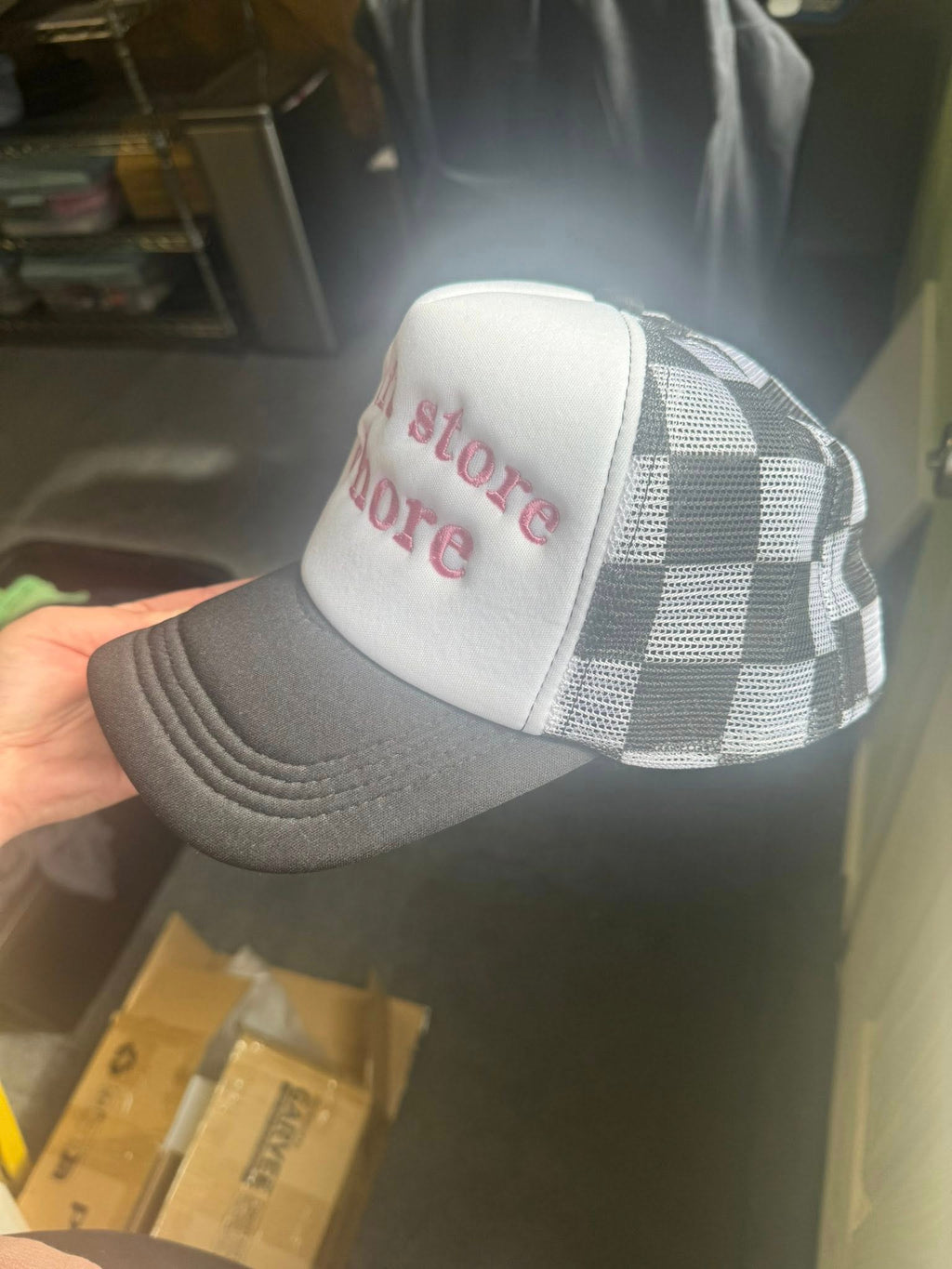 Thrift Store Whore Embroidered Trucker Hat